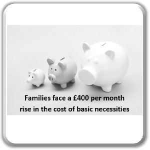 Families face a £400 per month rise in the cost of basic necessities