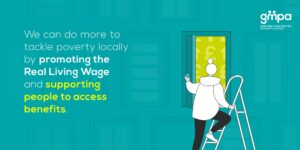 Living wage/benefits infographic for GM Poverty Action