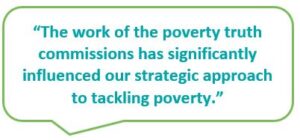 Speech bubbles from the 2022 Impact Survey Report for GM Poverty Action